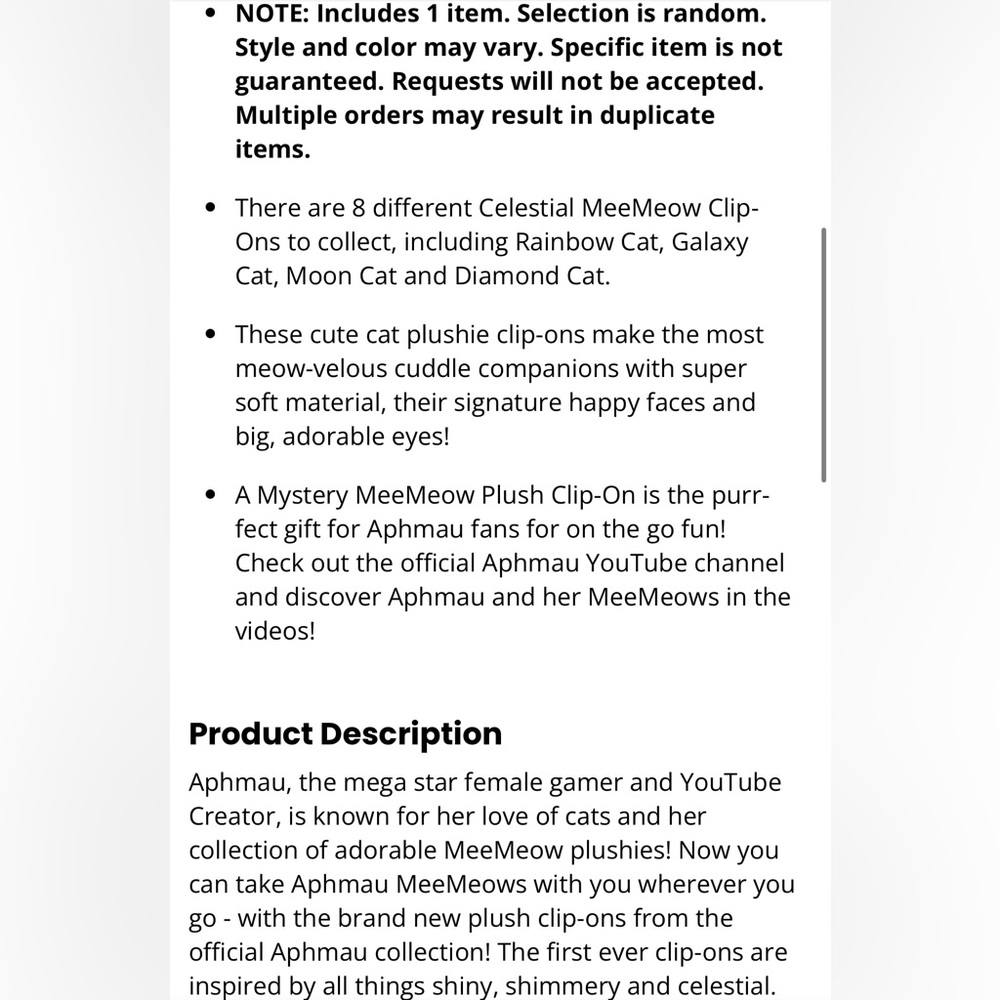 Aphmau MeeMeow Plush Clip-on (1 box which includes 18 items) - Picture 5 of 6